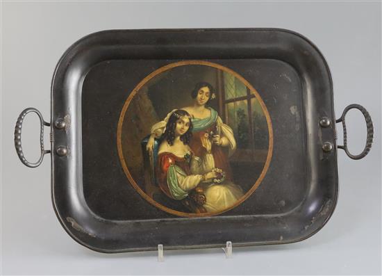 A Regency toleware tray, overall 16.75in.